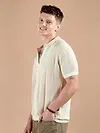 Cream Half-Sleeves Knitted Mens Shirt
